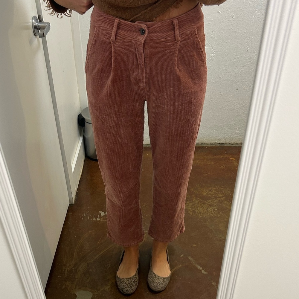 Rust Wide Leg High Waisted Corduroy Pants